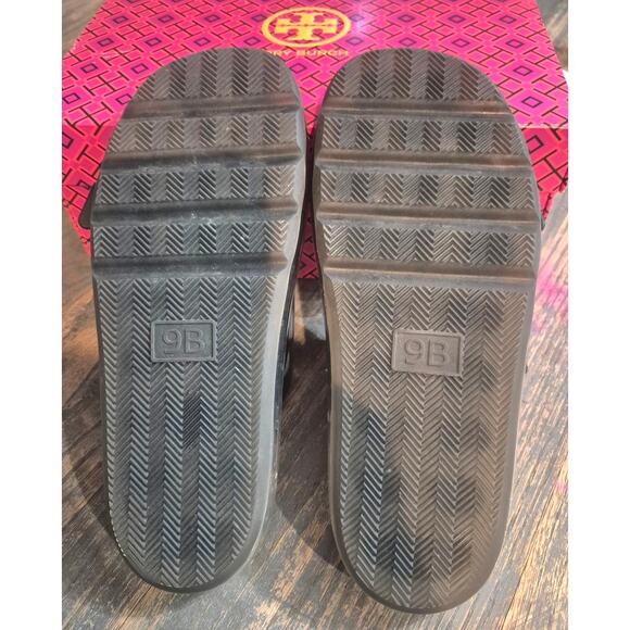 TORY BURCH $228 BLACK BUCKLE JELLY SLIDE SANDAL Shoes Sz 9 Summer Beach pool - Picture 15 of 16